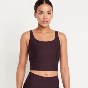 NWT! Ribbed Boxwood Light Support PowerSoft Longline Sports Bra 📚 #835594